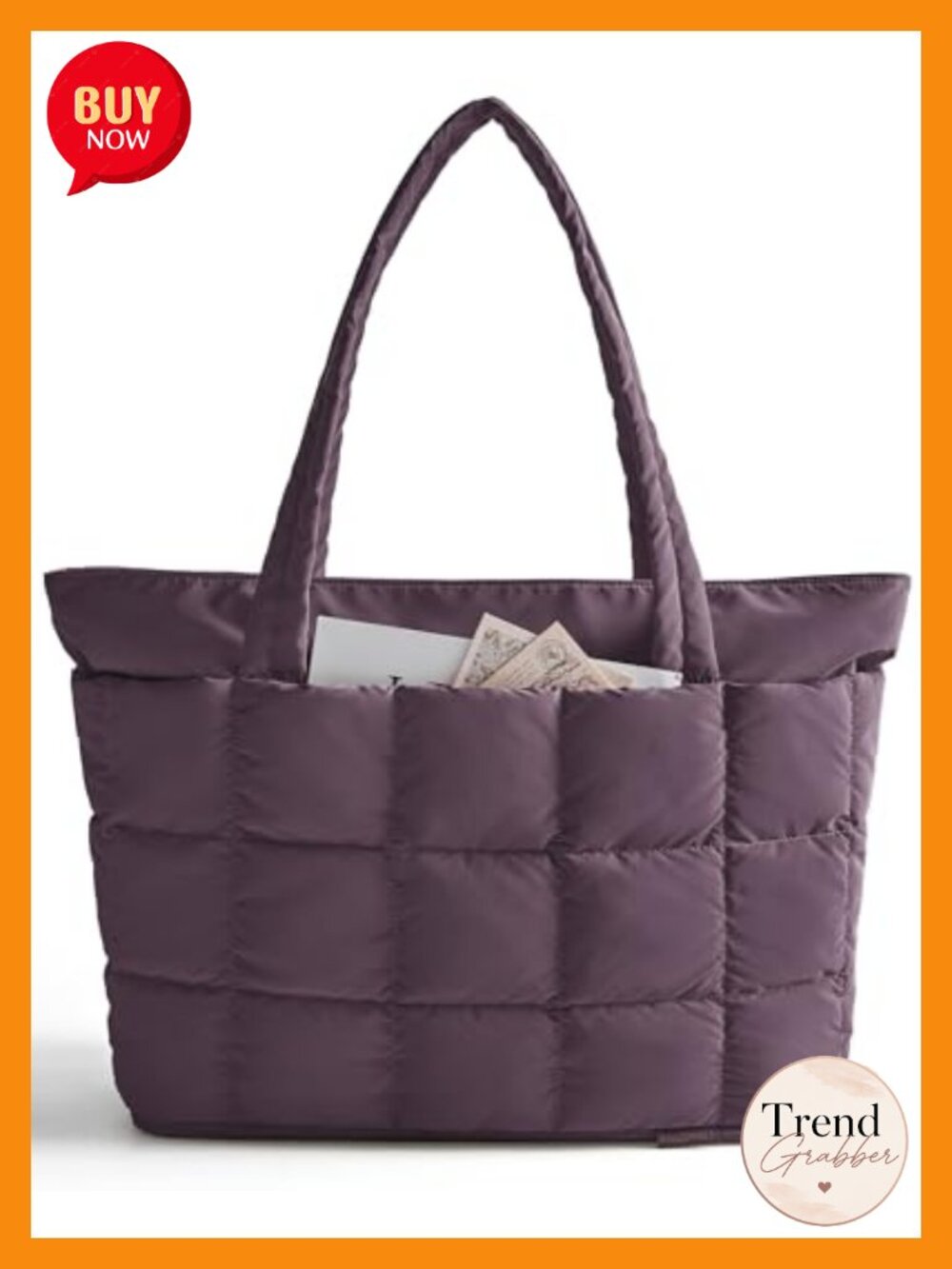 Expandable Puffer Tote Bag Lightweight Water Resistant Travel Carry On